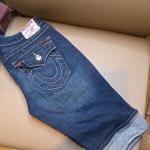 True Religion Women's Dark Blue Jean Shorts